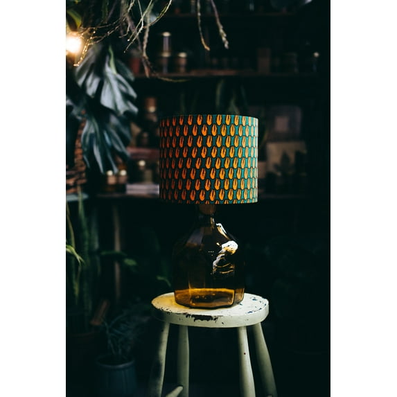 Home decor, handmade pendant drum lampshade, ceiling or lamp base lampshade 20cm 25cm 30cm 40cm - Orange and Blue