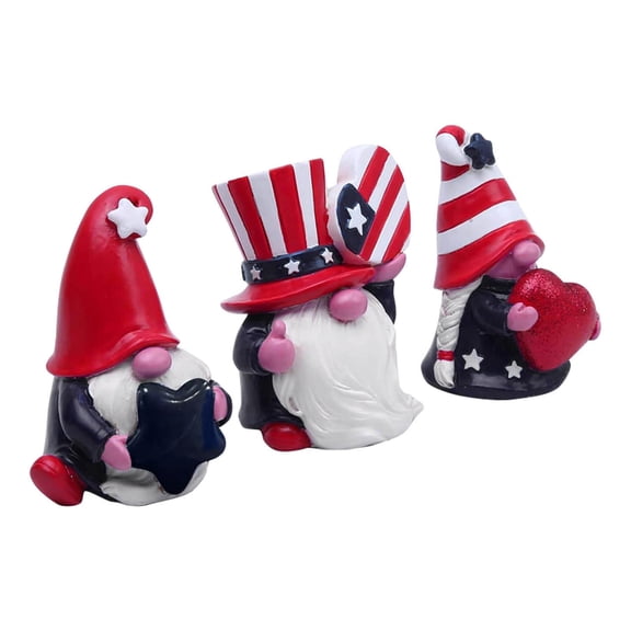 Home decoration, Gnomes decorations for Home, 4Th of July decorations, 4 in, office Cubicle decor, Statues for Home decor, Heart Features, 3 Pc, Red White Blue