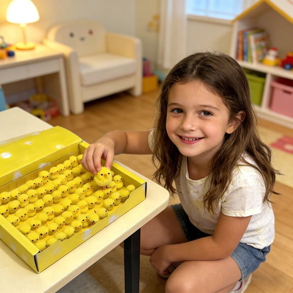 Home decoration, Mini Easter Figurines, 1 in Fuzzy Yellow Chicks, Easter Chicks decor, Bulk Seasonal Crafting, indoor Spring Styling, 72 Pc Boxed