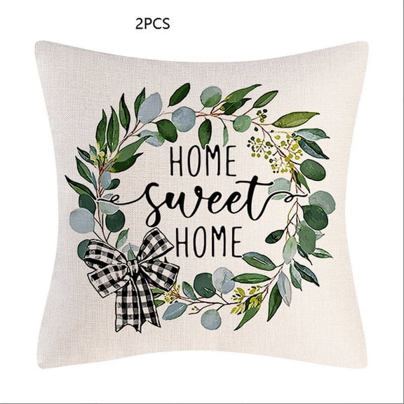 Home decoration pillowcase black and white checkered plant pillowcase 2PCS