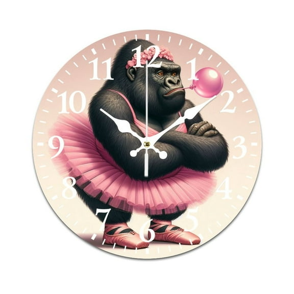 Home decoration wall clock, cute oranguans dancing ballet funny pattern retro mute non-ticking classic wall clock battery powered suitable for home, living room, kitchen, office decorations