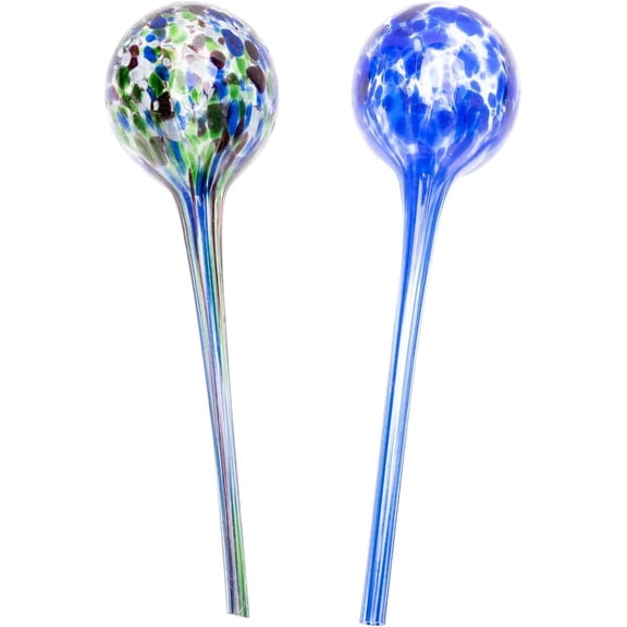 Home for Indoor & Outdoor Plants, Planters, Hand Blown Glass Watering Can, 2 Pack - Blue