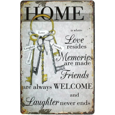 Home is Where Love Resides Memories Metal Tin Sign Wall Home Decor Art Plaque Retro Vintage