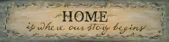 Home is Where Our Story Begins Canvas Art - Karen Tribbet (12 x 36)