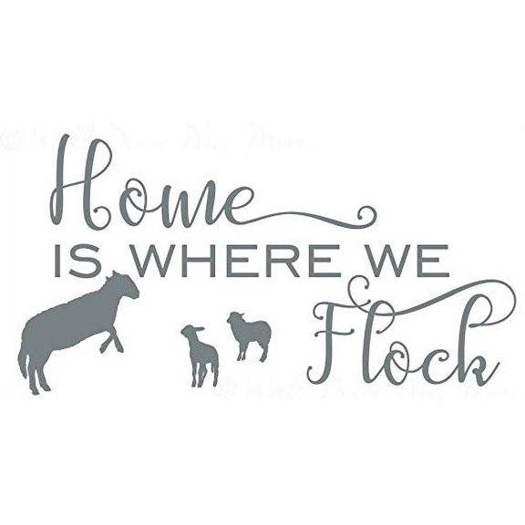 Home is Where We Flock Wall Sticker Vinyl Lettering Art Decor Quote 23x12-Inch, Storm Gray