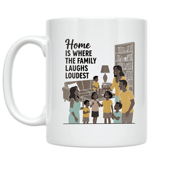 Home is Where the Family Laughs Loudest - Family Humor Enthusiast - 11 oz Ceramic Coffee Mug