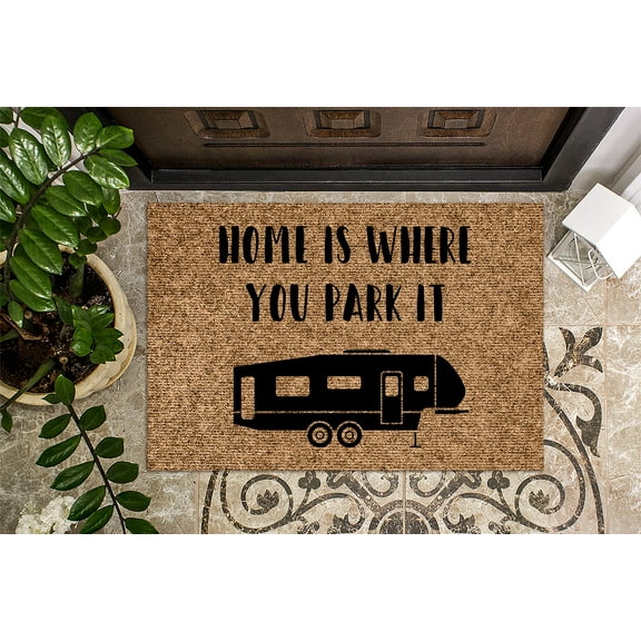 Home is Where you Park It | Fifth Wheel Camper RV | Camping Gift | Camping Welcome Mat | Camper Doormat | RV Decor | RV Doormat
