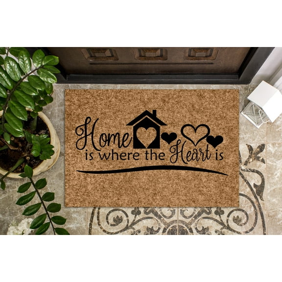 Home is where the Heart Is | Front Door Mat | Welcome Mat | Doormat | New Home | Home Doormat | House Warming Gift | Closing Gift | Door Rug