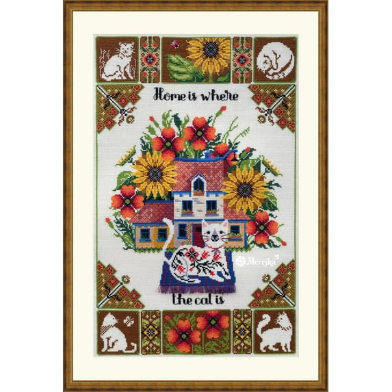 Home is where the cat is K-220 Merejka Counted Cross-Stitch Kit