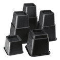 thumbnail image 1 of Adjustable Bed Risers - Elevation in 3, 5 or 8 Inch - Heavy Duty Stackable Furniture Risers Supports 1,300 lbs - for Under-Bed Storage, College Dorms, Table and Couch, 4 Pack Bed Lifts Black, 1 of 9