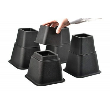 Home-it Stackable Furniture Risers, Plastic Black, 7.50" x 7.50" x 8.00", 4 Piece
