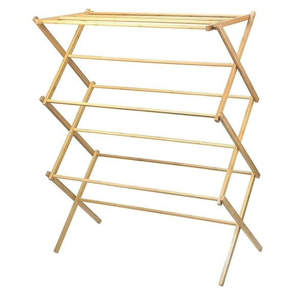 Home-it Wooden Clothes Drying Rack for Laundry - Collapsible Folding Bamboo Laundry Drying Rack for Drying Clothes - Heavy Duty Pre Assembled