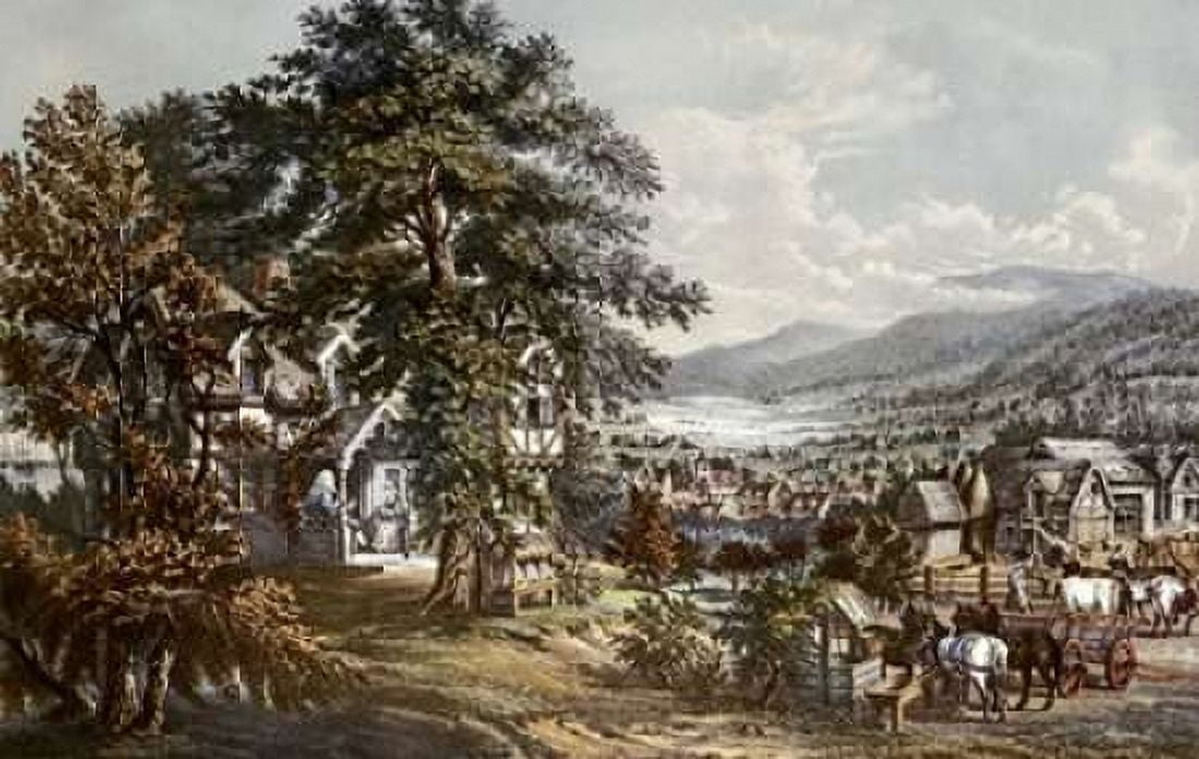 Home of Evangeline-Acadian Land Canvas Art - Currier and Ives (24 x 36)