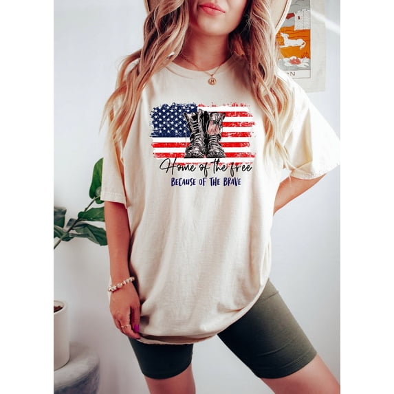 Home of The Free Because of The Brave Shirt, Retro American Flag Shirt, Independence Day Shirt For Gift, Proud American Shirt, 4th of July T