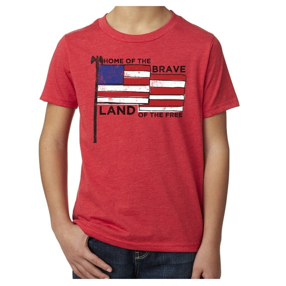 Home of The Free Because of the Brave Kid's 4th of July Shirts, Graphic Tees - Red MH200YPATRIOT S28 XL