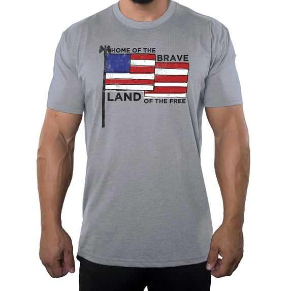 Home of The Free Because of the Brave Men's 4th of July Shirts, Graphic Tees - Heather Grey MH200PATRIOT S28 S