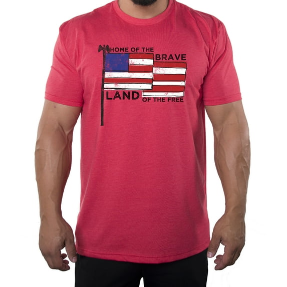 Home of The Free Because of the Brave Men's 4th of July Shirts, Graphic Tees - Heather Red MH200PATRIOT S28 2XL