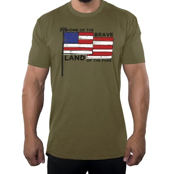 Home of The Free Because of the Brave Men's 4th of July Shirts, Graphic Tees - Olive Drab MH200PATRIOT S28 3XL