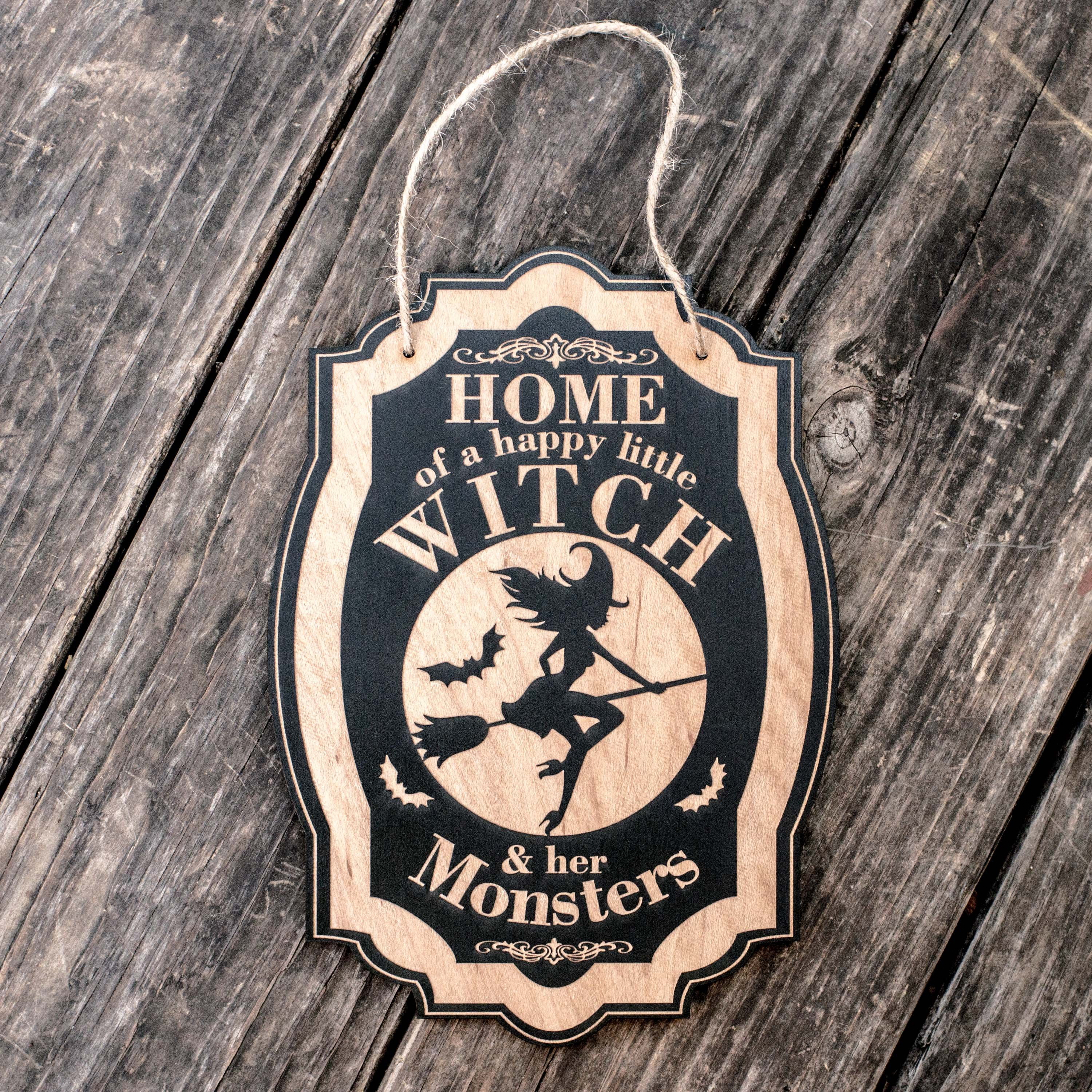 Sign - CUSTOM - Home of a Happy Little Witch - Halloween Door Sign Sign - CUSTOM - Home of a Happy Little Witch - Halloween Door Sign