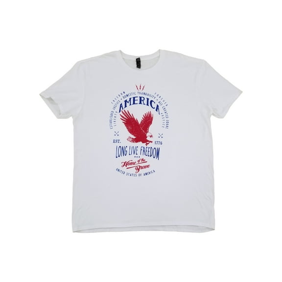 Home of the Brave Mens White Freedom Eagle Patriotic T-Shirt 2XL