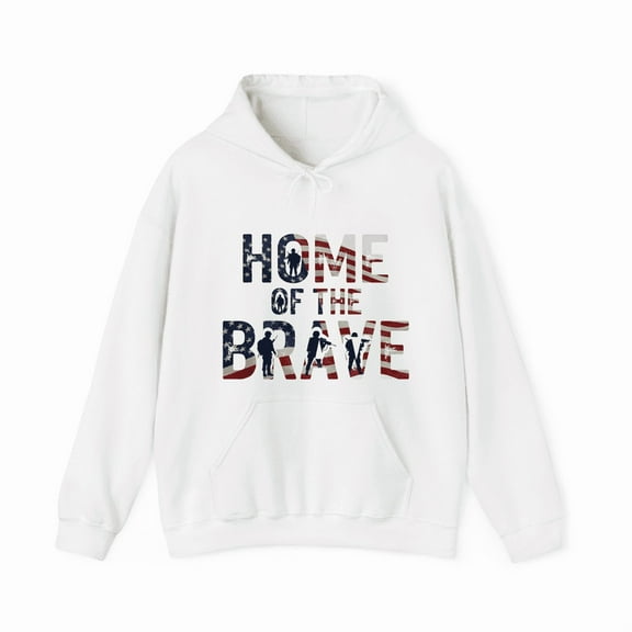 Home of the Brave – Military Silhouette in Text Proud Hoodie for Mens And Womens
