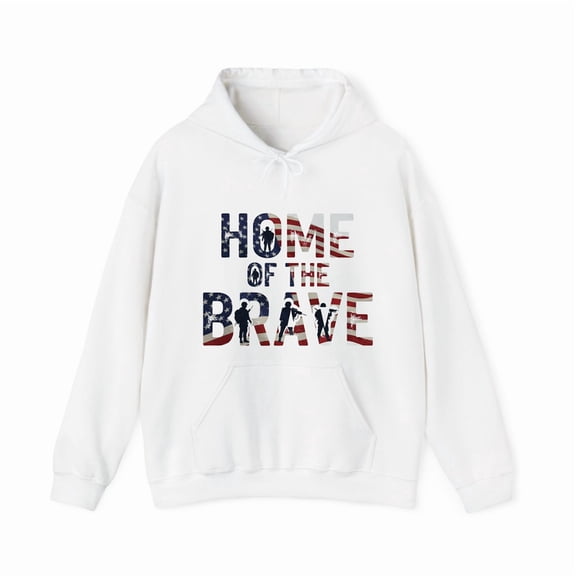 Home of the Brave – Military Silhouette in Text Proud Hoodie for Mens And Womens