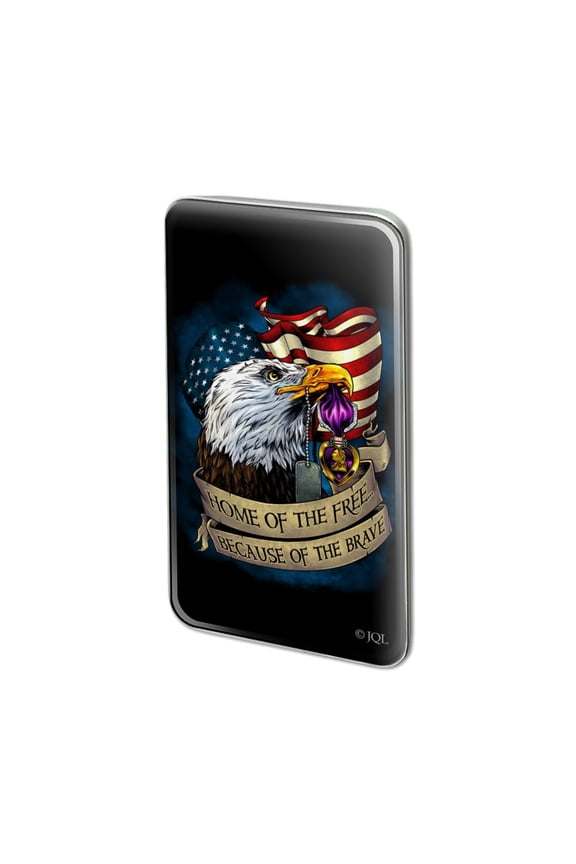 Home of the Free Because of the Brave Purple Heart Eagle American Flag Metal Rectangle Lapel Hat Pin Tie Tack Pinback