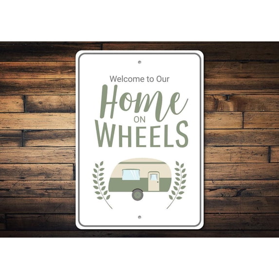 Home on Wheels Novelty Decor, Metal Wall Sign - 10x14 Inches