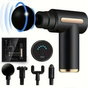 Home portable USB rechargeable 7-speed body massage gun, adjustable multifunctional body fascia gun, comfortable, neck massager, black, deep tissue impact electric back massager
