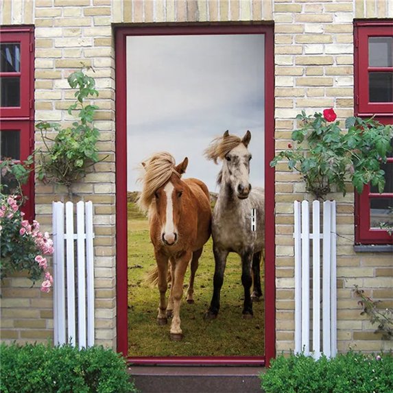 Home r Horse Wallpaper Door Bedroom Design Door Sticker Self Adhesive Removable Home Door Wallpaper Poster