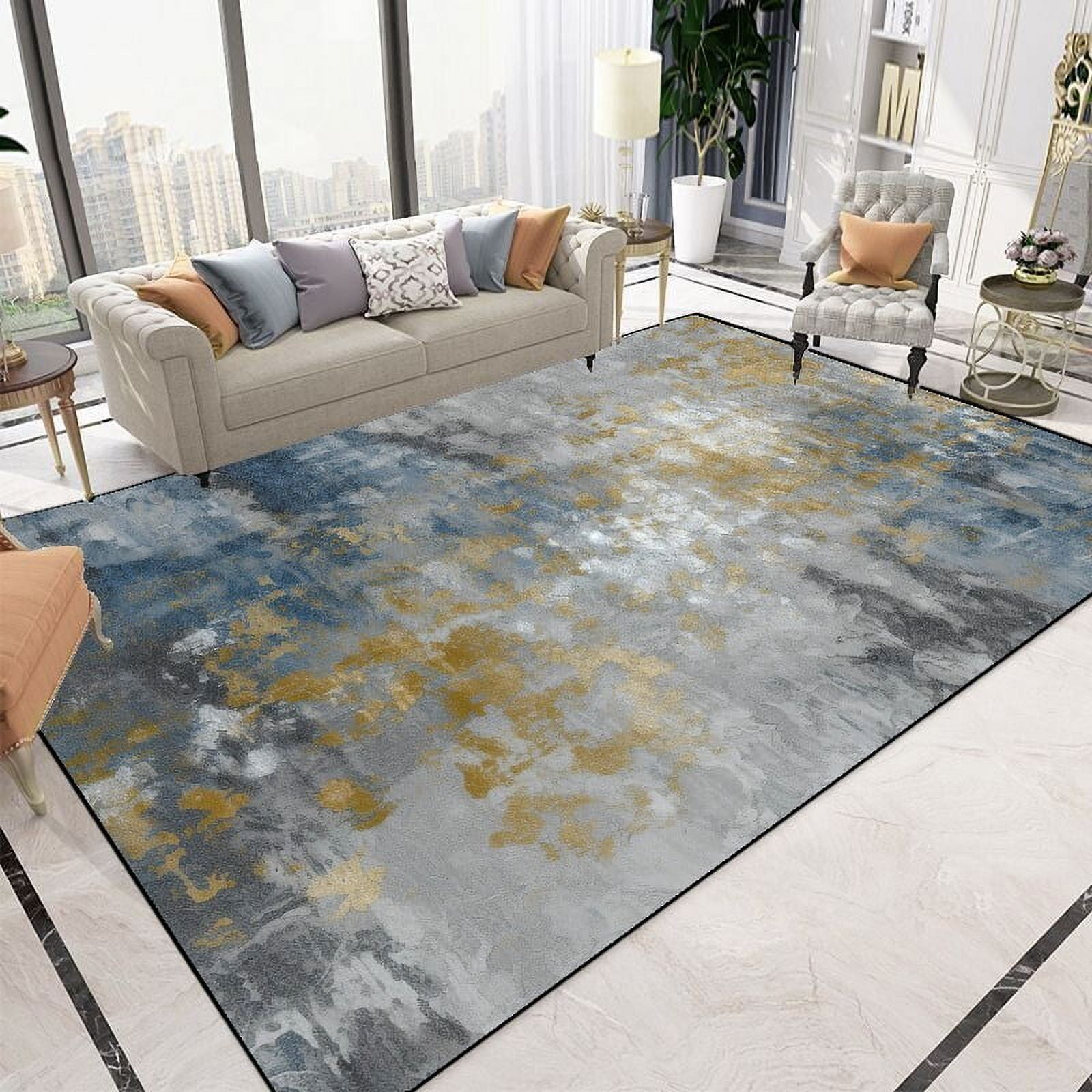Abstract Ink-splattered Area Carpet Printing Floor Mat for Living Room Dining Room Bedroom main image 0