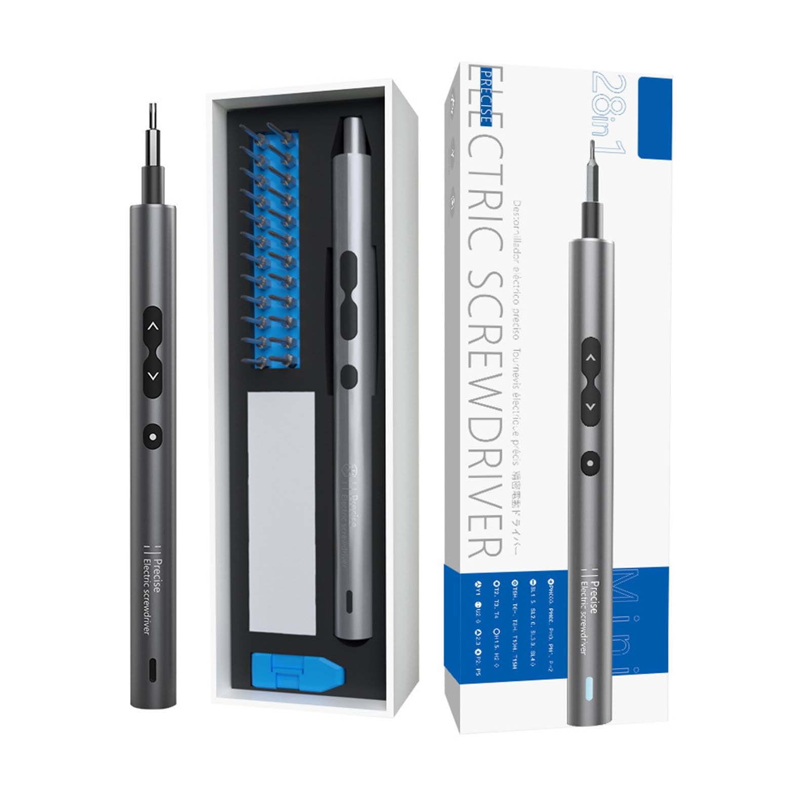 Home repair tools, Electric Screwdriver 28 IN 1 Cordless Power Precision Screwdriver Set With 24 Bits Rechargeable Portable Tool Kit With LED Lights For Phones Watch Jewelers Laptops