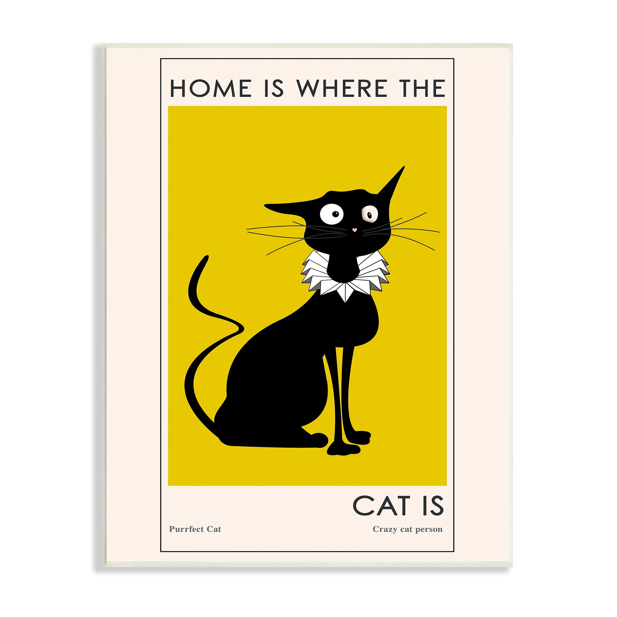 Home's Where Cat Is Phrase Funny Fashion Feline 13 in x 19 in Framed Drawing Art Print, by Stupell Home Décor