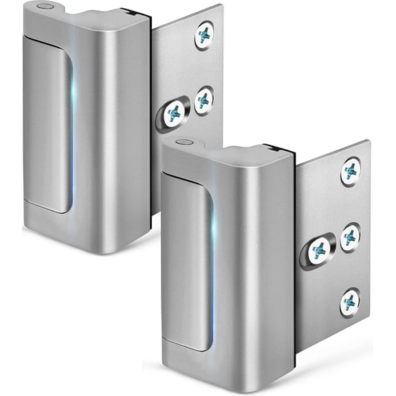 Home security door lock, 2-pack child safety door reinforcement lock, 3-inch stopper withstands 800 pounds, suitable for top-hinged inward opening doors, upgraded flip high night lock to protect your