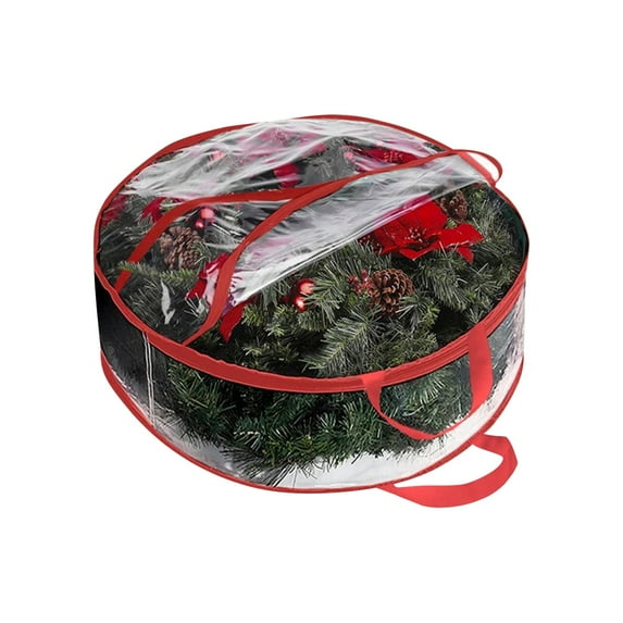 Home textile storage,Christmas Wreath Storage Bag Window Organizer With Handle For Holiday Wreath (Multiple Colors) Reusable Christmas Decor Storage Container