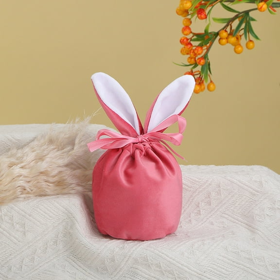 Home textile storage,Easter Gifts Bags Easter Bunny Ear Drawstring Candy Bags Easter Bags Velvet Goodie Bags For Easter Party Favors