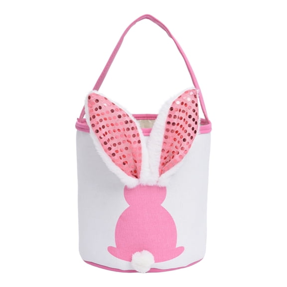 Home textile storage,Easter Light Up Bunny Ear Fabric Basket LED Glowing Easter Egg Hunt Basket For Kids Multi Color Bunny Themed Candy & Holder
