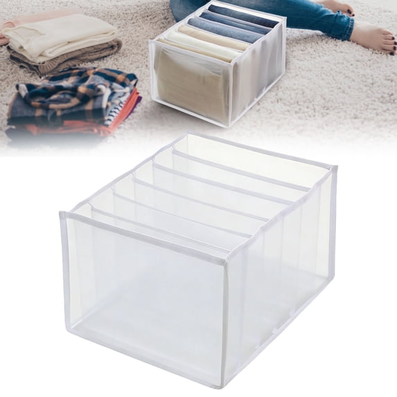 Home textile storage,Wardrobe Clothes Organizer Grids Washable Wardrobe Clothes Organizer Jeans Compartment Storage Box Foldable Closet Drawer Organizer Clothes Drawer Mesh Separation Box