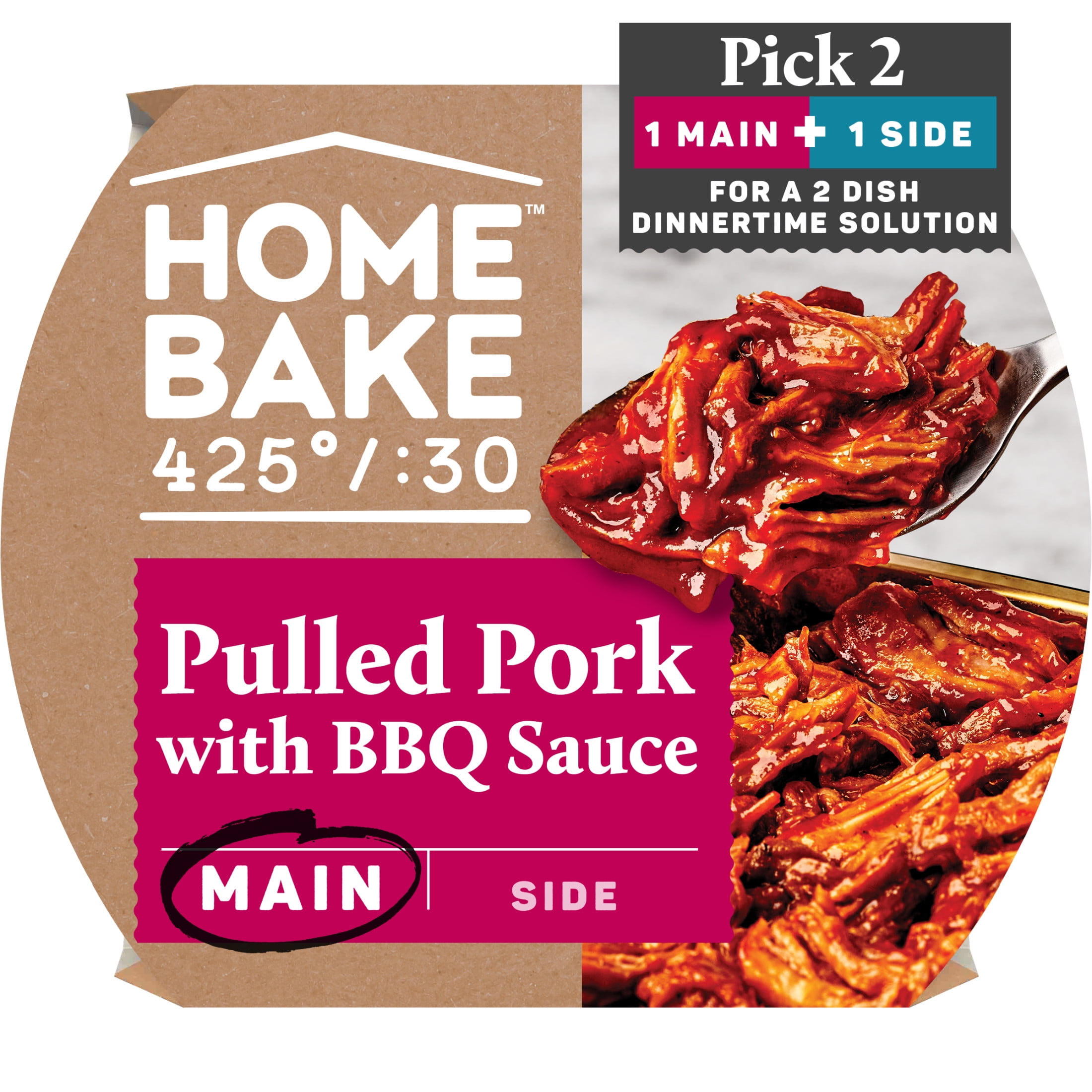 HomeBake 425°/:30 Pulled Pork with BBQ Sauce Frozen Main, 22.2 oz Box (Frozen)