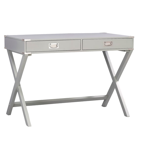 iNSPIRE Q Alastair Contemporary 2-Drawer X Base Writing Desk, Silver Birch