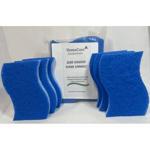 HomeCare Essentials Zero Scrath Blue Scrub Sponges 6-Pack