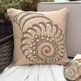 thumbnail image 1 of The HomeCentric Beige Pillow case Pearls Jute Sea Creatures Shell Sea Creatures Ocean Beach Pillow Cover Pack of 2 20x20 inch (50x50 cm) Pillow Cover Floral Art Deco Square Linen - Shell Burst, 1 of 10