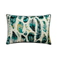thumbnail image 1 of The HomeCentric Blue Pack of 2,12"x24" (30x60 cm) Lumbar Pillow Cover, Satin Peacock Feather Beaded Oblong Pillow, Birds Pattern Modern Style - Mayura, 1 of 4