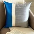 thumbnail image 1 of The HomeCentric Chair Cushion Cover, Decorative Blue & Grey Pack of 2, 12x12 inch (30x30 cm) Throw Pillow Covers, Silk Color Block Patchwork Throw Pillows For Sofa, Patchwork Style - Splendour Blue, 1 of 10