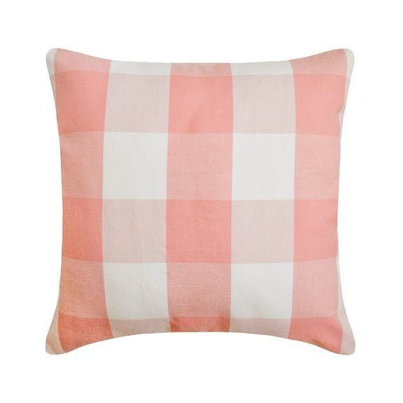 The HomeCentric Chair Cushion Cover, Pink Designer Pillow Covers Pack of 2, 16x16 inch (40x40 cm) Cotton Decorative Zippered Pillow Covers, Plaid, Throw Pillow Covers Easter - Peach Pink Plaid