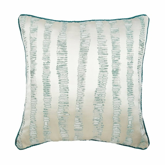 The HomeCentric Cushion Cover For Chair Teal Blue Pillow Cover 14"x14" Jacquard Pillowcase Square Abstract Striped Throw Pillows Cover Blue Pillow Covers Pack of 2 14x14 inch (35x35 cm) - Undecided