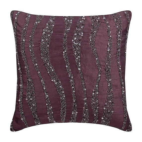 The HomeCentric Cushion Cover For Chair Zippered Pillow Covers Pillow Covers Pack of 2 22x22 inch (55x55 cm) Purple Silk Throw Pillow Covers Handmade Pillow Covers Modern Abstract - Purple Ripples