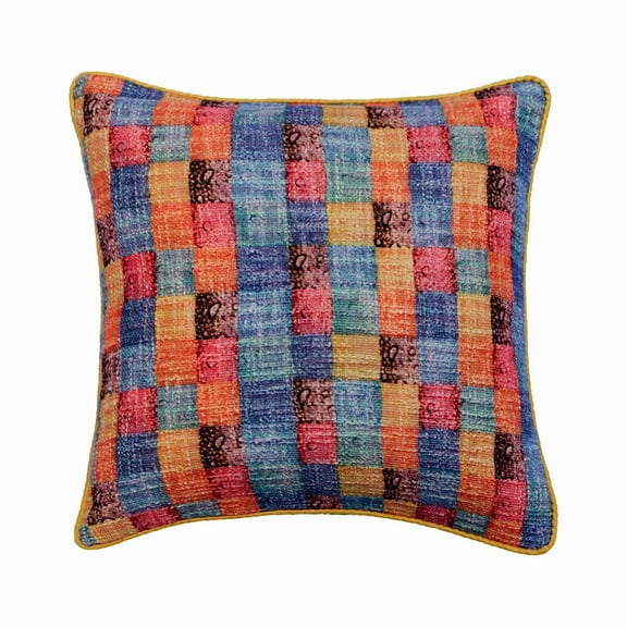 The HomeCentric Cushion Cover For Couch, Decorative Orange Pack of 2, 24x24 inch (60x60 cm) Throw Pillows For Couch, Burlap Checkered Cushion Cover, Checkered Pattern Modern Style Easter - Hue Check