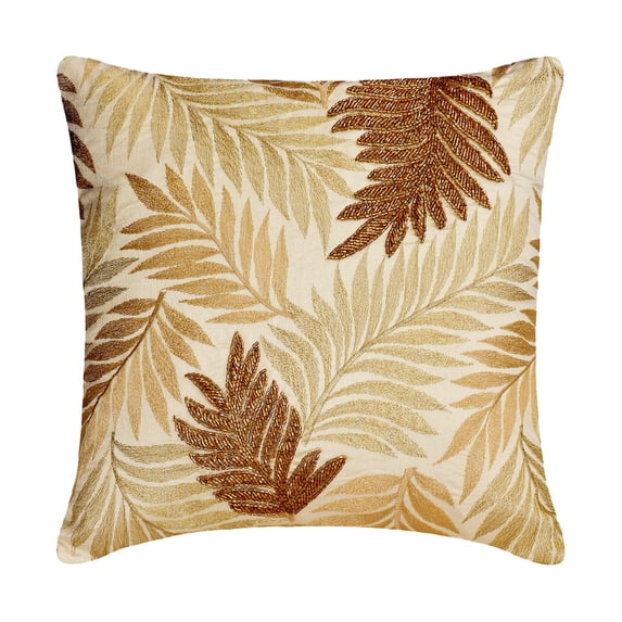 The HomeCentric Cushion Cover, Gold Pack of 2, 22x22 inch (55x55 cm) Accent Cushion Covers, Silk Embroidery / Beaded Throw Pillows For Couch, Nature & Floral Pattern Modern Style Easter - Gold Gilding