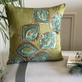 thumbnail image 1 of The HomeCentric Cushion Cover Green Pillows Cover Sequins Peacock Pillows Cover Pack of 2 18x18 inch (45x45 cm) Pillows Cover Square Silk Throw Pillows Cover Art Deco Easter - Peacock Abstract, 1 of 12